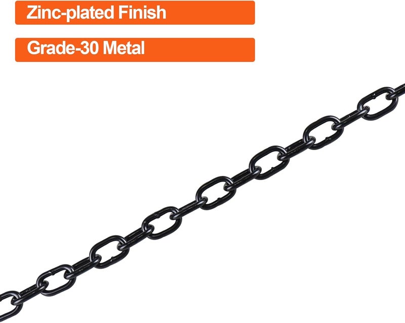TeukRiGa 3/16"x 27" Grade 30 Steel Black Boat Trailer Safety Chain with 1 Spring Clip Hooks 3200 lbs, 2 Pcs (3/16"x 27") - Image 3